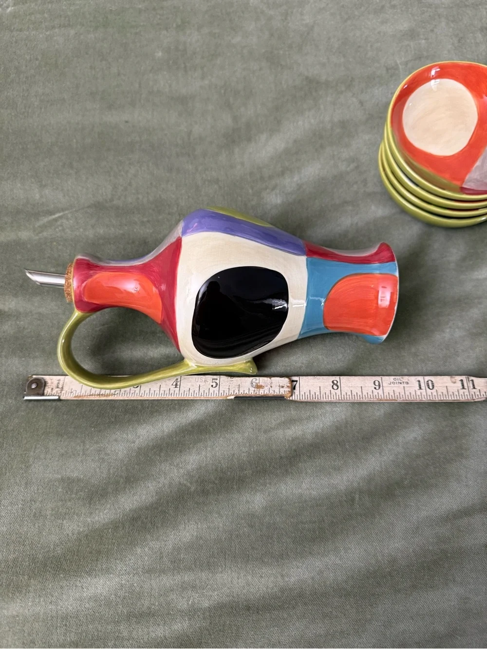 Pier 1 Urban Dots Collection Abstract Ceramic Oil Pourer Bowl Set of 5 #OSK